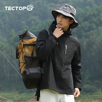 探拓（TECTOP）户外冲锋衣内里加绒保暖透气外套秋冬季休闲夹克 男款黑色 M