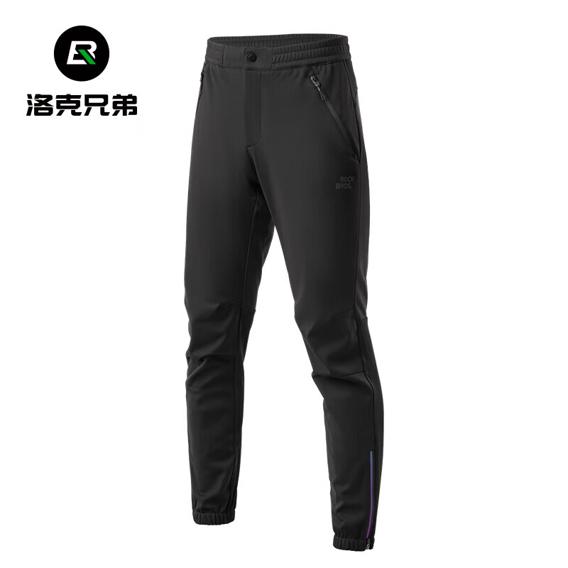 洛克兄弟（ROCKBROS）骑行裤运动长裤抓绒保暖户外山地公路车自行车裤子男冬季 黑色 XXXL