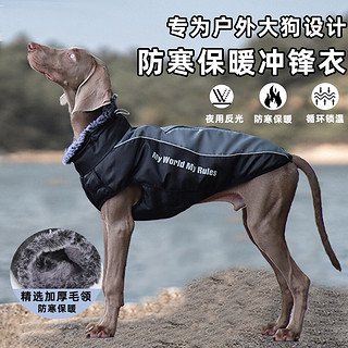 PUR LAB 噗扑实验室 PEITE PET狗衣服冬天加厚保暖棉衣中大型犬金毛杜宾边牧柯基狗衣服可牵引 陨石灰 XL