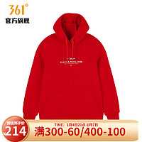 361度运动卫衣女连帽套头卫衣常规舒适上衣 中国红 4XL