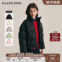 E·LAND KIDS【90%鹅绒】童装冬季女童立领短款羽绒面包服 Black黑色/19 160cm