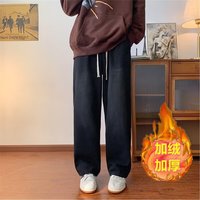 芭菲悦男大童运动裤秋冬款加绒加厚男款直筒休闲卫裤男生青少年运动长裤 黑色【加绒】 L码95-110斤