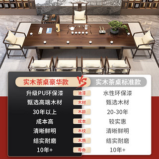 元榀生（yuanpinsheng）实木茶桌椅组合新中式禅意功夫茶台简约现代家用客厅大板泡茶桌 标准：2.6米桌+主椅+5圈椅+茶台