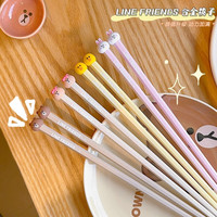 小庄青年LINE FRIENDS可爱布朗熊合金筷子家用高档一人一筷儿童筷 合金筷子【4双混搭装】