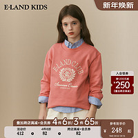 E·LAND KIDS童装2023年冬季新品女童美式休闲印花刺绣圆领卫衣 Pink粉色/25 1