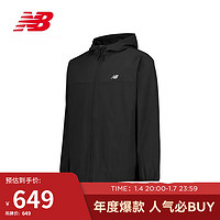 NEW BALANCE 24年连帽外套男 经典简约休闲运动跑步服MJ41018 BK S