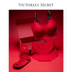 VICTORIA'S SECRET 维多利亚的秘密 维密 果冻条背心式软支撑文胸本命年内衣套装袜子红内裤礼盒