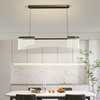 灯宴吊灯餐厅灯现代简约2023大气设计师轻奢北欧led饭厅餐桌灯具 黑色90cm-无极遥控+支持精灵