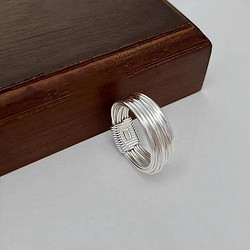 MUCMXG 通体925纯银缠绕细丝戒指设计感复古多层指环