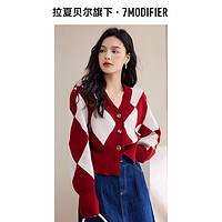 7.Modifier 拉夏贝尔7M轻熟风毛衣外套女秋冬季时尚收腰短款上衣复古针织开衫