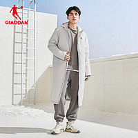 QIAODAN 乔丹 棉服男秋冬中长款户外保暖连帽外套男运动服 浅苔灰 195/4XL