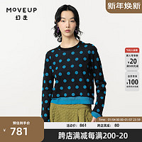 MOVEUP 幻走 假两件波点设计师短款毛衣女 黑色 S