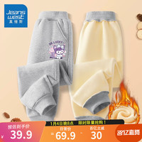 真维斯女童加绒裤子中大童秋冬加厚保暖一体绒保暖裤儿童紫色休闲运动裤 灰/J幸运兔K 160