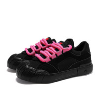 飞跃（Feiyue）休闲鞋女鞋彩虹撞色低帮运动板鞋女鞋多巴胺饼干鞋子 黑/玫红 38