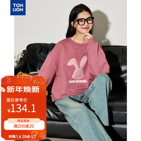 唐狮 TONLION女圆领前胸立体兔子图案卫衣WP 玫粉 S