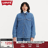 Levi's李维斯女士仿羊羔绒加厚牛仔衬衫复古休闲 蓝色 A7183-0002 S