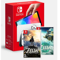 京东百亿补贴：Nintendo 任天堂 Switch OLED/续航加强日版OLED白色+荒野之息+王国之泪（加赠2年会员