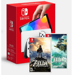 Nintendo 任天堂 日版 Switch OLED 游戏主机 白色+荒野之息+王国之泪（加赠2年会员）