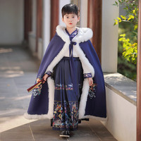 安妮优儿(Anneyol)汉服男童马面裙古风儿童套装冬国风唐装男孩古装拜年服 套装(马面裙+披风) 120