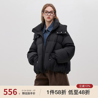 范思蓝恩 23FS14100慵懒感连帽短款羽绒服感时尚羽绒外套 黑色 M