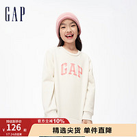 Gap女童2023冬LOGO软磨抓绒卫衣837140儿童装休闲装 米白色 120cm(XS)亚洲尺码