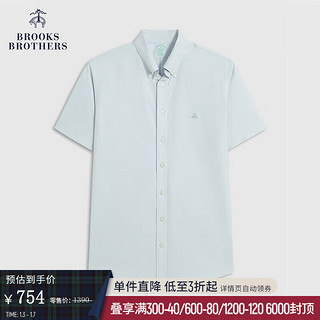 布克兄弟（BrooksBrothers）男士新牛津纺经典扣结领美式免烫短袖休闲衬衫 4000-浅蓝色 XS