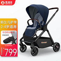 smartstroller 思漫特 婴儿推车可坐可躺新生儿婴儿车轻便折叠双向高景观宝宝手推车 午夜蓝