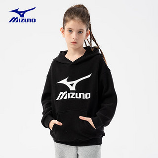 美津浓（MIZUNO） 儿童卫衣加绒连帽保暖男童运动休闲卫衣宽松舒适加厚女童卫衣 灰色 130CM（50-65斤）