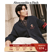 ABERCROMBIE & FITCH【龙年系列】男装 美式复古休闲新年针织毛衣logo开衫 355426-1 海军蓝图案 XS (170/84A)