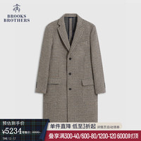 布克兄弟 Brooks Brothers BrooksBrothers)男士时尚千鸟格中长款毛呢大衣 B245-棕色 M