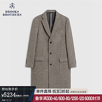 Brooks Brothers BrooksBrothers）男士时尚千鸟格中长款毛呢大衣 B245-棕色 M