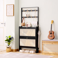 MU MA REN 木马人 超薄鞋柜家用门口楼道室内入户翻斗鞋架子换鞋收纳玄关柜一体多层 黑色单层-二门70长