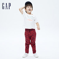 Gap 盖璞 男幼童纯棉束脚裤734794春秋儿童装印花运动长裤