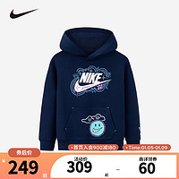 NIKE  耐克童装男女童连帽卫衣秋舒适儿童童趣涂鸦上衣 靛蓝色 100/52(3T)