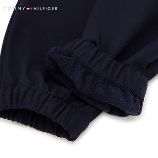 TOMMY HILFIGER 童装男拼色松紧腰束脚抓绒运动休闲裤TH2342006 藏青色001 5/110cm