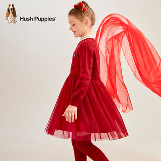 暇步士 童装儿童女童线衣长袖裙2024春节系列款经典圆领时尚传统舒适 珊瑚红 140cm