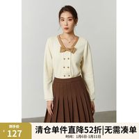 DUSHU 独束 大码女装华夫格甜美蝴蝶结小衫女秋冬微胖MM今年流行爆款上衣