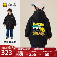 B.Duck小黄鸭童装男童羽绒服中长款冬季儿童加厚保暖外套冬装 黑色 130cm