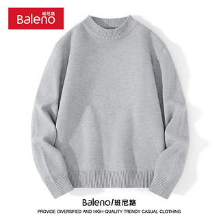 Baleno 班尼路 酒红色半高领毛衣男冬季重磅本命年内搭男士中领针织打底衫