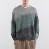 NIKE 耐克 渐变撞色圆领套头毛衣男20季文艺复古慵懒厚针织 灰色 M【90-105斤】