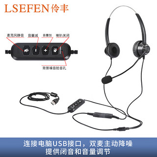 伶丰(LSEFEN)H310D-USB主动降噪头戴式话务耳机usb接口/客服耳麦/电销耳麦//呼叫中心/办公耳机 双耳