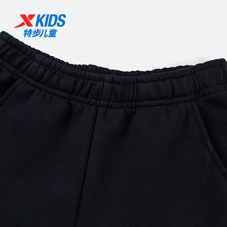 特步童装儿童运动休闲裤子新年拜年服装裤子 纯正黑 160cm