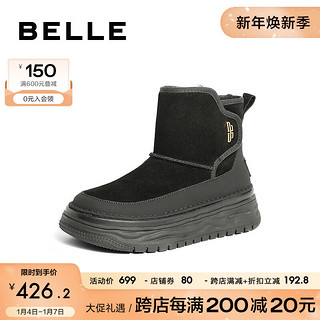 BeLLE 百丽 保暖舒适雪地靴女23冬季潮流时尚短筒靴B1770DD3 黑色 35