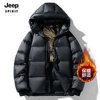 JEEP SPIRIT 吉普 白鸭绒外套冬季加厚保暖舒适外套时尚百搭 男女同款-黑色 3XL