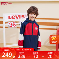 Levi's李维斯儿童装男童风衣2024春季新款休闲防风撞色上衣外套潮 深靛蓝 1