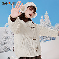 SANFU 三福 棉衣冬季厚外套女2023新款灯芯绒棉袄小个子韩系宽松棉服女装