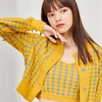 【福利特卖款】秋冬复古千鸟格短款无袖针织吊带女