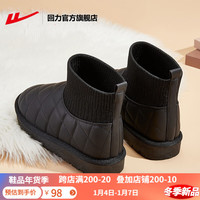 回力雪地靴女冬季2023加绒女鞋保暖加厚棉鞋女防水靴子女 黑色 0954 37
