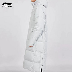 LI-NING 李宁 充绒量300克，李宁羽绒服男款秋冬季2023新款休闲长款过膝连帽加厚保暖鸭绒外套