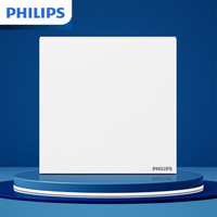 PHILIPS 飞利浦 超薄开关插座面板 86型墙壁家用插座暗装 无框无界 炫钰皓月白 一开单控